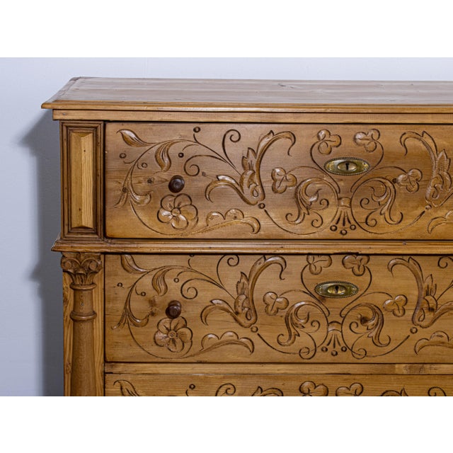 Wood Antique Waxed Stripped Pine Chest of 3 Drawers, Late 19th Century For Sale - Image 7 of 13