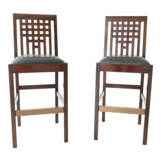 Pair Stickley 21st Century Collection Cherry Bar Stools For Sale
