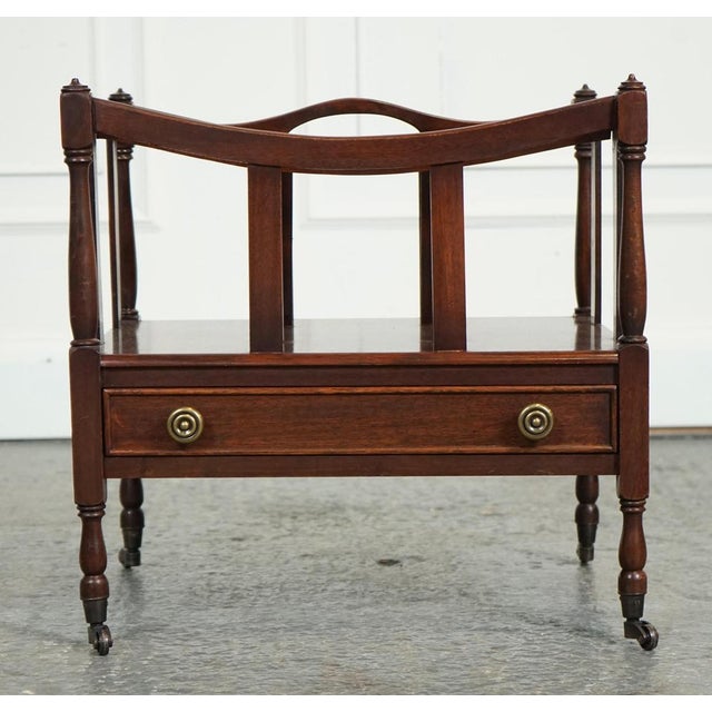 Vintage Mahogany Newspaper Rack with Brass Handles For Sale - Image 4 of 13