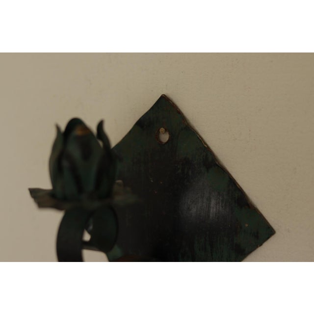 Vintage Swedish Verdigris Sconces in Metal, Set of 2 For Sale - Image 9 of 18