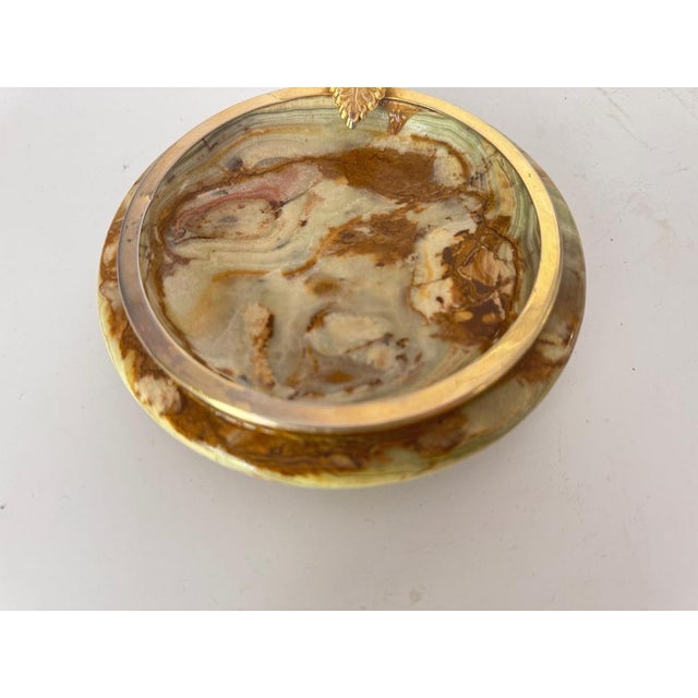 Metal Vintage Italian Onyx and Brass Ashtray, 1950s For Sale - Image 7 of 9