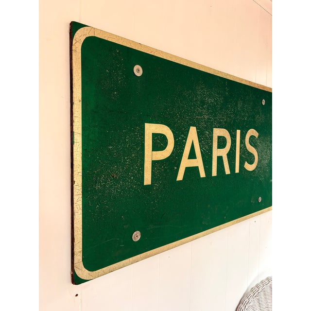 Paris signpost sourced from France. Exact age not known, but France began using green signage for major, long-distance...