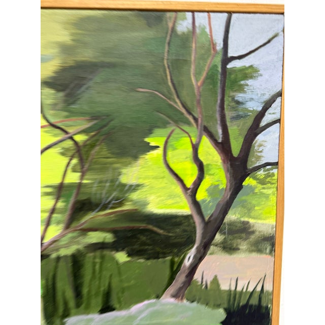 Post Modern Colorful Landscape of Bare Trees, Framed For Sale - Image 10 of 12