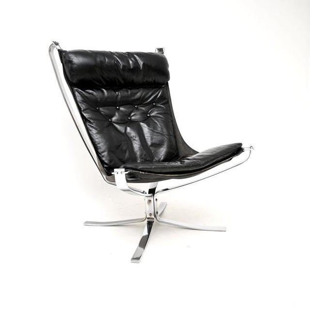 Set of Vintage Chrome and Leather Falcon Chair and Ottoman by Sigurd Ressel for Vatne Møbler, 1960s, Set of 2 For Sale - Image 6 of 14