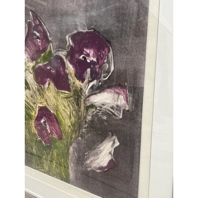 1970s 1970s Fritz Scholder Botanical Monotype "Purple Petunias #2" For Sale - Image 5 of 13