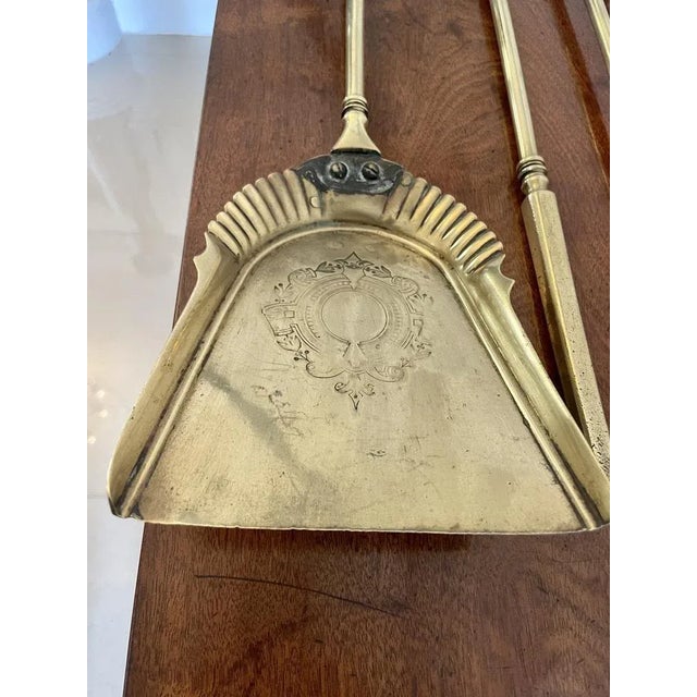 Gold Antique George III Brass Fire Irons, 1820s, Set of 3 For Sale - Image 8 of 11