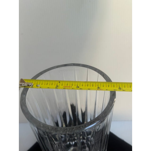Val St. Lambert Belgium Crystal Vase With Vertical Fluting Faceted Diamond Cut Base For Sale In New York - Image 6 of 13