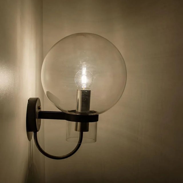 Clear Glass and Metal Wall Lamps by Glashütte Limburg, 1975s For Sale - Image 9 of 10