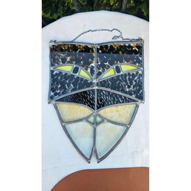 Blue Stained Glass Owl Window, 1960s For Sale - Image 8 of 9