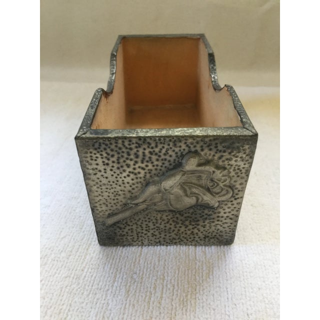 Arts & Crafts Arts and Crafts Vintage Silver Tone Metal and Wood Box For Sale - Image 3 of 8