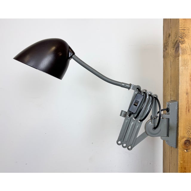Industrial Grey Scissor Wall Lamp from Elektroinstala, 1960s For Sale - Image 10 of 18