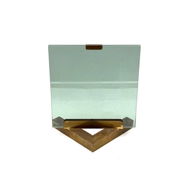 1970s Hollywood Regency Glass and Brass Picture Frame, Italy, 1970s For Sale - Image 5 of 16