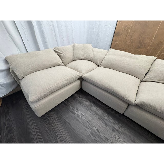 Rh Cloud Modular Sectional 6-Piece Configuration | Perennials® Performance Textured Linen Weave | Warm Neutral For Sale - Image 18 of 18