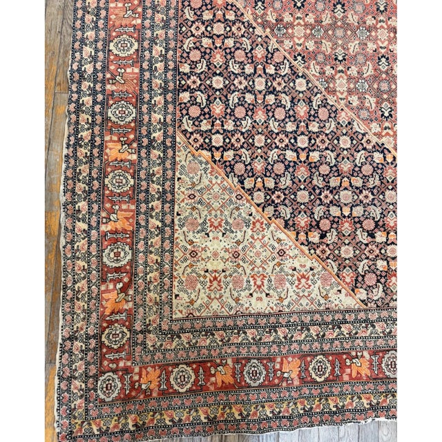 Traditional 1920s Traditional Red Rust Field Medallion Antique Tabriz Handknotted Wool Room Size Rug For Sale - Image 3 of 5