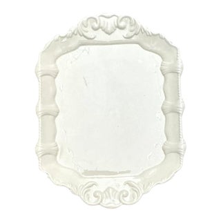 Vintage White Embossed Ceramic Platter For Sale
