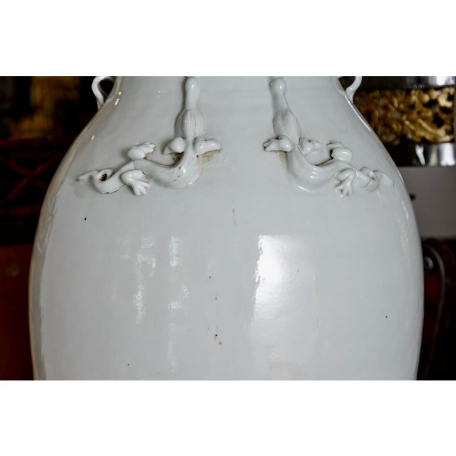 Pair of Chinese Celadon Palace Floor Vases, Late Qing Period, 37"h For Sale - Image 10 of 11