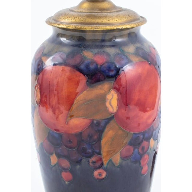English Moorcroft Pottery "Pomegranate" Vase Lamp, 1920s For Sale - Image 3 of 9