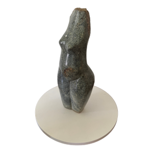 1960's Figurative Female Nude Green Stone Sculpture - Signed