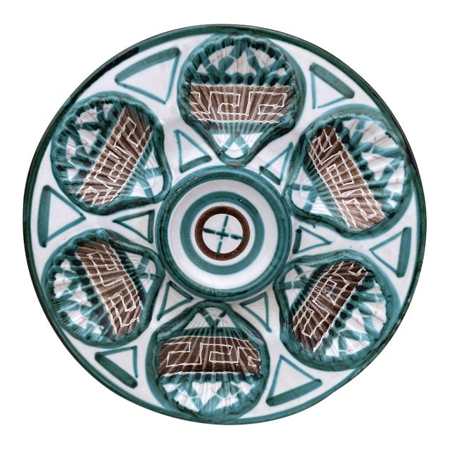 Mid-Century Rare Ceramic Oyster Plate Robert Picault Vallauris For Sale