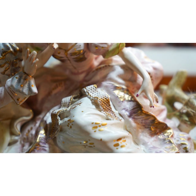 Darling Lighted Porcelain Rococo Revival Courting Couple – Vintage Romantic Figurine Lamp & Music Box – Maximalist Decor For Sale - Image 11 of 14