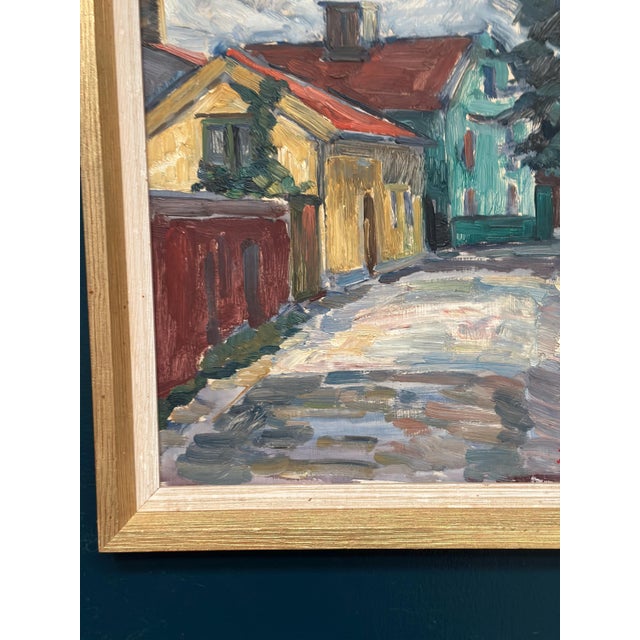 Jan Hatvani, Street with Houses, 1960s, Oil on Panel, Framed For Sale - Image 8 of 14