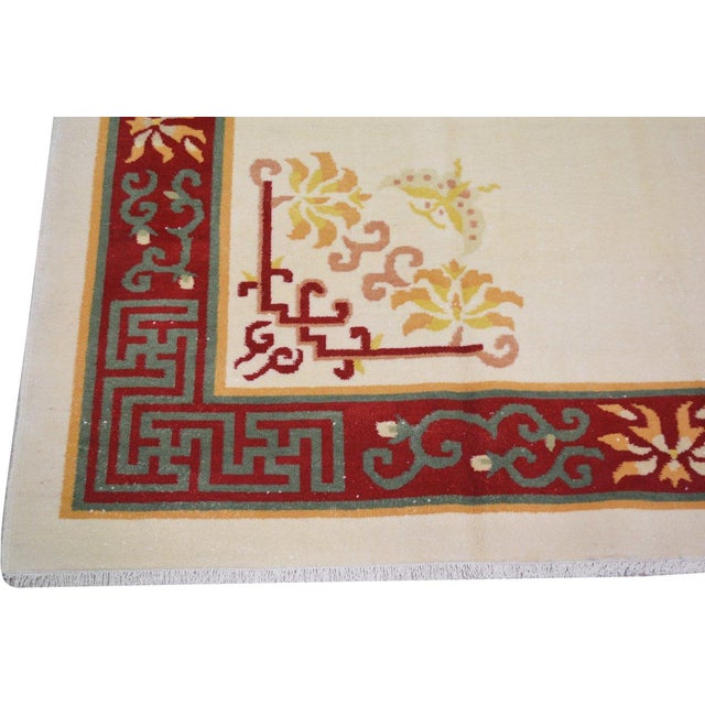 Vintage Chinese Art Deco Knotted Wool Rug, 5'x6'10'' For Sale - Image 4 of 6
