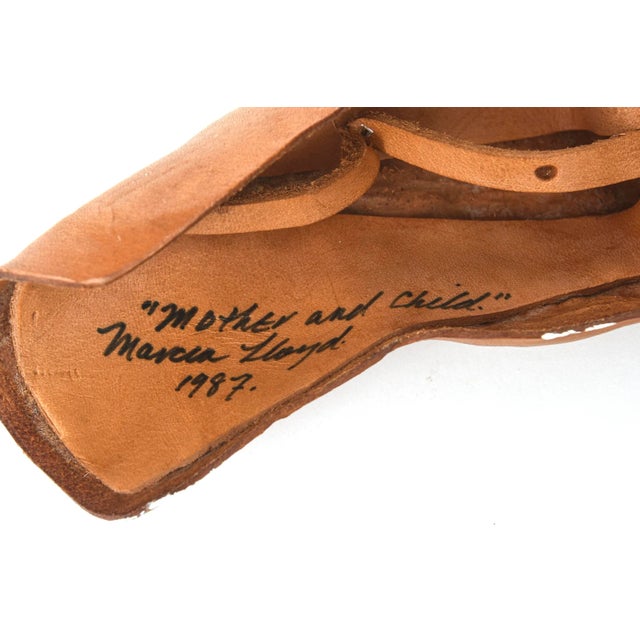 Brown 1987 Leather Mother and Child Hands Sculpture by Marcia Lloyd For Sale - Image 8 of 10