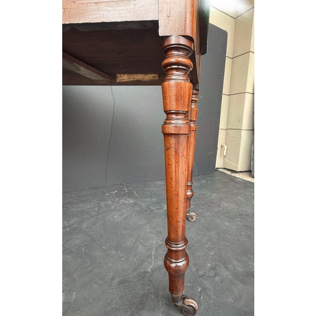 English Writing Table or Desk of Mahogany With Inset Leather Top For Sale - Image 12 of 12
