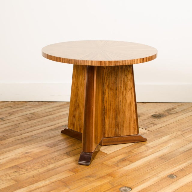 Contemporary Round Zebra Wood Side Table Chairish