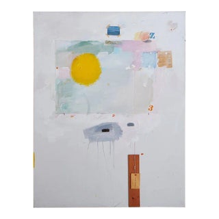 "Domestic Issues" Modern Abstract Mixed-Media Painting on Canvas by Maxine Snider, 1990s For Sale