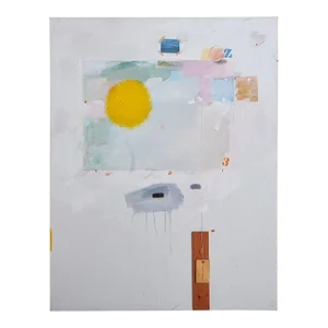 "Domestic Issues" Modern Abstract Mixed-Media Painting on Canvas by Maxine Snider, 1990s