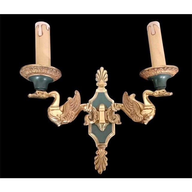 Metal French Gau Bronze Wall Lights from Maison Lucien, 1960s, Set of 5 For Sale - Image 7 of 9