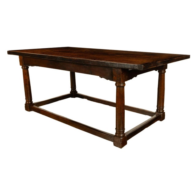 Wood Antique 17th Century Charles I Jacobean 80" Long Oak Refectory Dining Table 1630 For Sale - Image 7 of 18