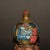 Early 21st Century Glass Snuff Bottle — Hand-Painted Ox Motif, Blue Enamel & Red Floral Detail, Wood Stand For Sale - Image 5 of 9