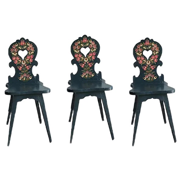 Vintage Wooden Side Chairs, 1920s, Set of 3 For Sale