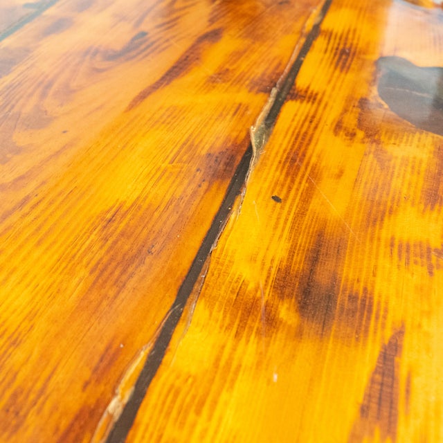 Vintage Knotty Pine Pedestal Table With Rope Edge Detail For Sale - Image 10 of 16