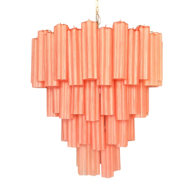 Murano Glass Chandelier with 80 Pink Blown Tubes from Justfurnituress SRL For Sale - Image 9 of 14