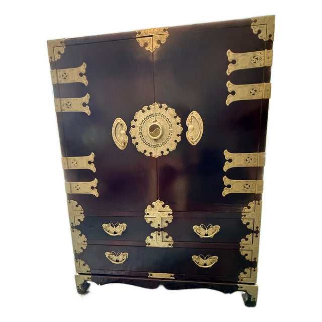 Antique Korean Bandaji Cabinet With Butterfly Drawer Pulls For Sale