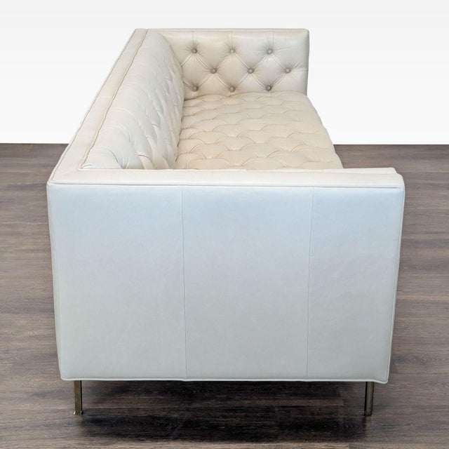 Elite Leather Elite Leather Mila Company Modern 3-Seat Tufted White Leather Sofa For Sale - Image 4 of 9