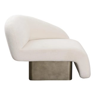 Kaia Modern White Boucle Left Arm Accent Chair For Sale