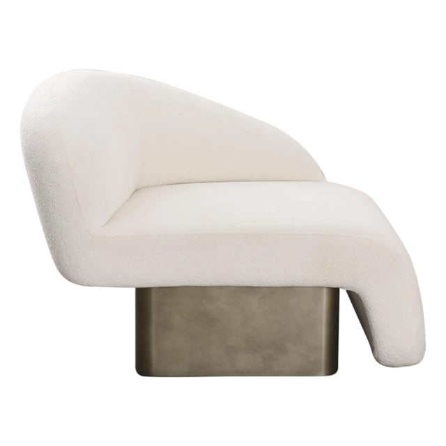 Kaia Modern White Boucle Left Arm Accent Chair For Sale - Image 9 of 10