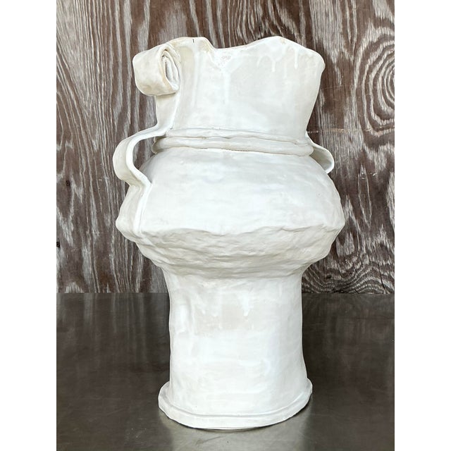 Vintage Boho Monumental Original Studio Pottery Vase For Sale In West Palm - Image 6 of 11