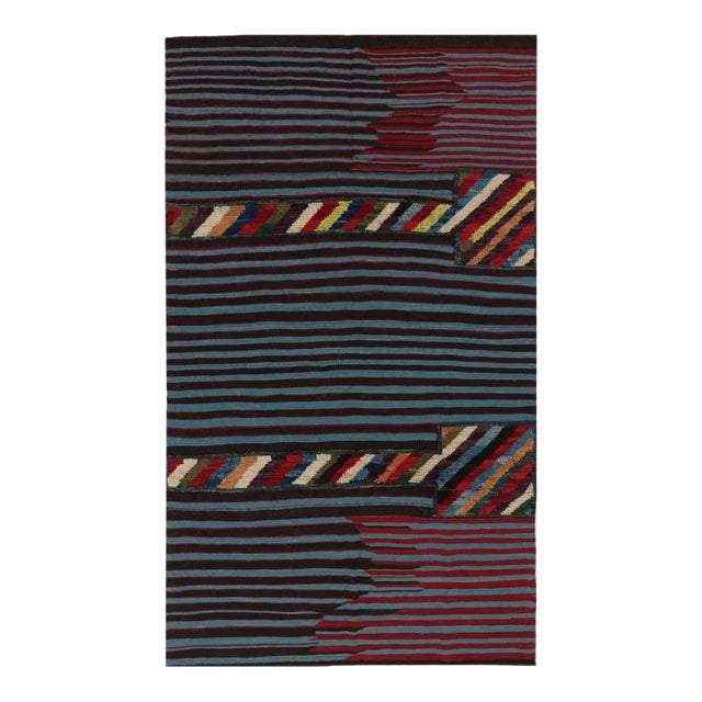 Handwoven Scandinavian Style Persian Kilim Area Rug 4'0" X 6'9" For Sale