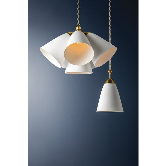 Metal Hudson Valley Lighting Bronson 37.5 in. 6 Light Chandelier in Aged Brass and White Plaster Finish For Sale - Image 7 of 11