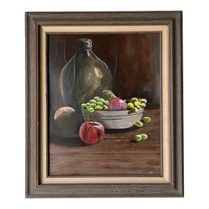 1970's Vintage Bob Still Life Oil Painting, Framed