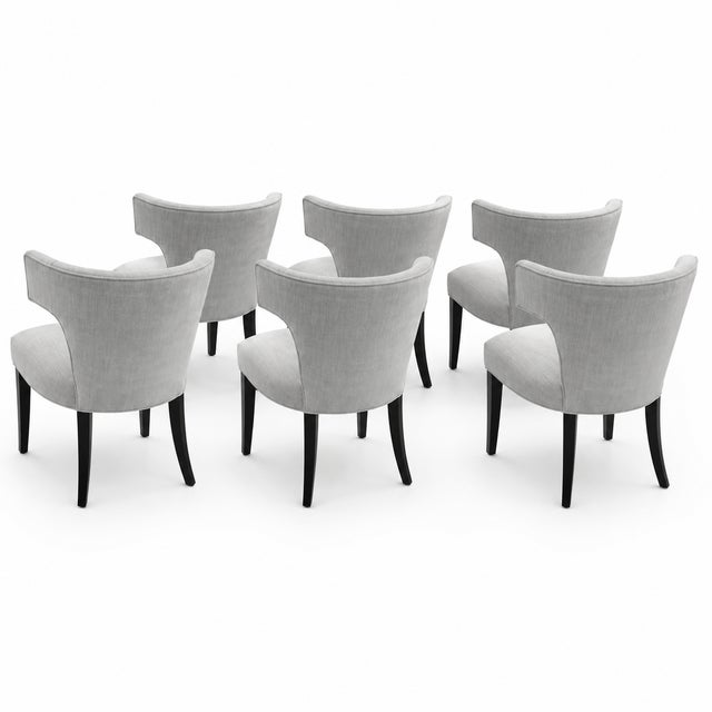 Mid-Century Modern Klismos Set of 6 Upholstered Dining Chairs For Sale - Image 3 of 6