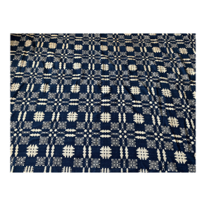 Antique 19th Century Hand Loom Woven Blue and White Coverlet