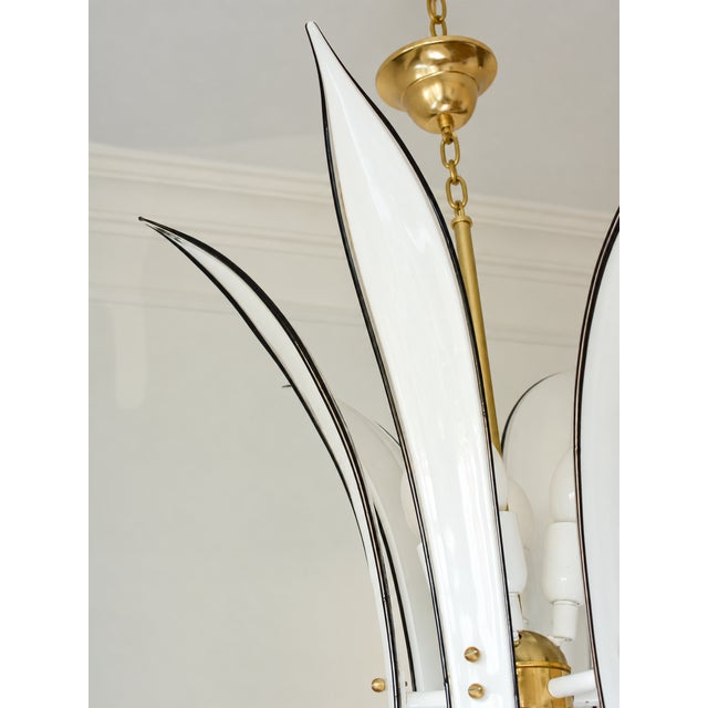 Italian Brass and Murano Glass Palms Chandelier, 1970s, in Flawless conditions. Designed 1970 to 1979 Up to 250V...