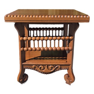 Antique Victorian 1880s Hunzinger Loly Pop Side Table Quater Sawn Oak For Sale