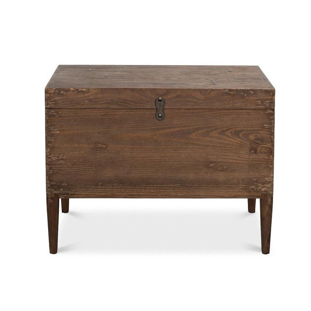 Mid-Century Modern Swedish-Style Trunk Side Table in Antiqued Cream For Sale - Image 3 of 11